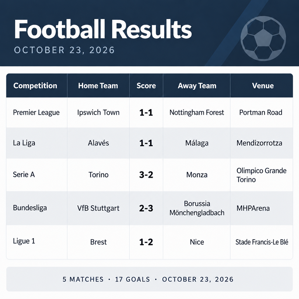 Full Friday Scoreboard Table