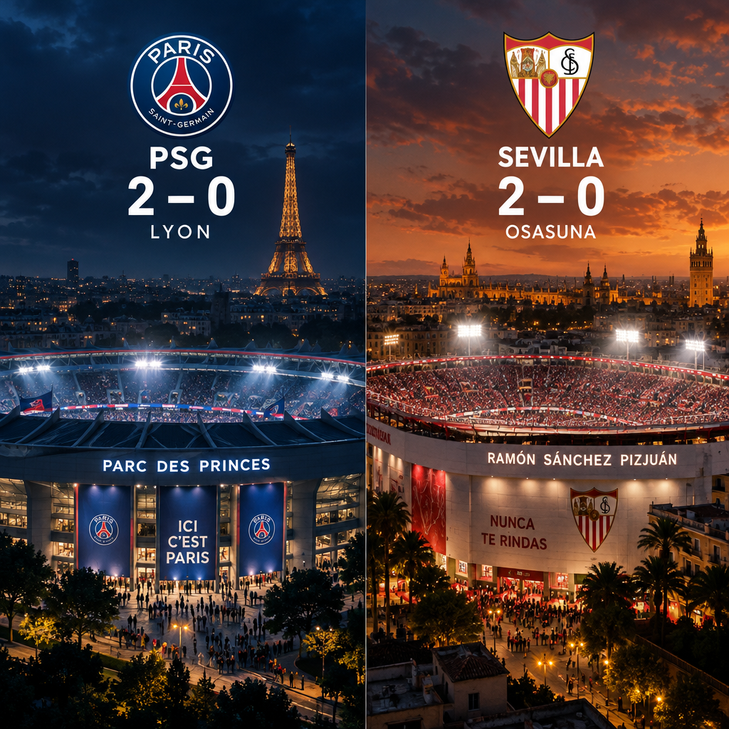 PSG vs Lyon and Sevilla vs Osasuna stadiums