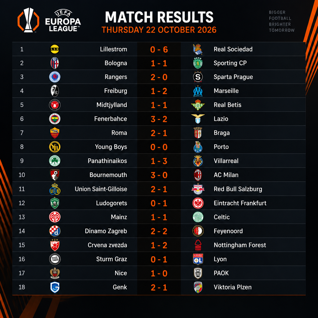 All 18 Europa League Results Table