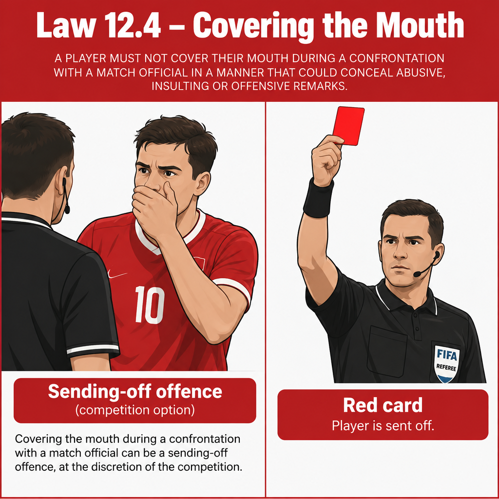 IFAB Law 12.4 Mouth-Covering Rule Diagram